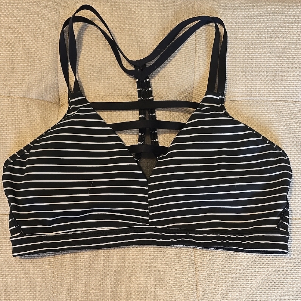 Victoria's Secret Black and White Striped  Racerback Sports Bra